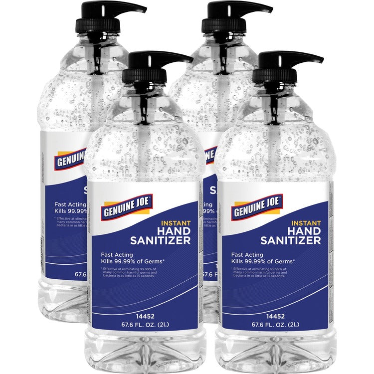 Genuine Joe Hand Sanitizer, Gel, Antibacterial, 67.6oz, 4/CT, Fresh Citrus (GJO14452CT)