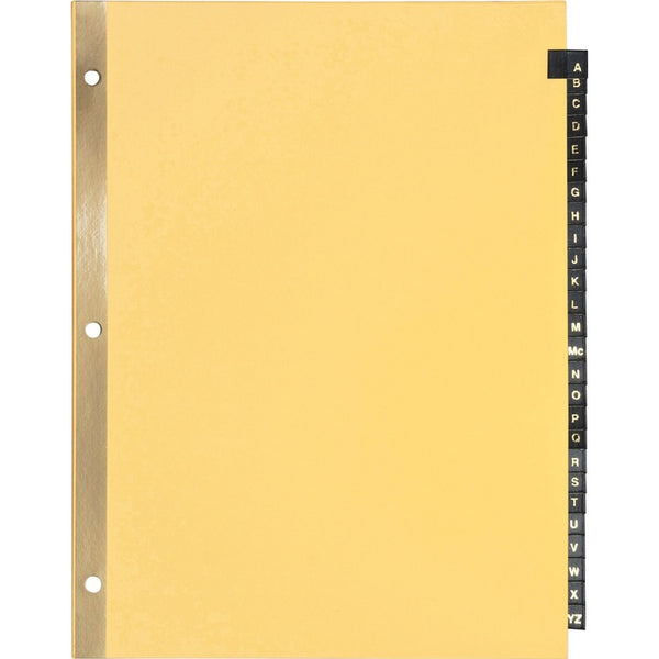 Business Source Black Leather Tab Indexes, A-Z, 8-1/2"x11", 26 Tabs, Buff (BSN01181) Set of 25