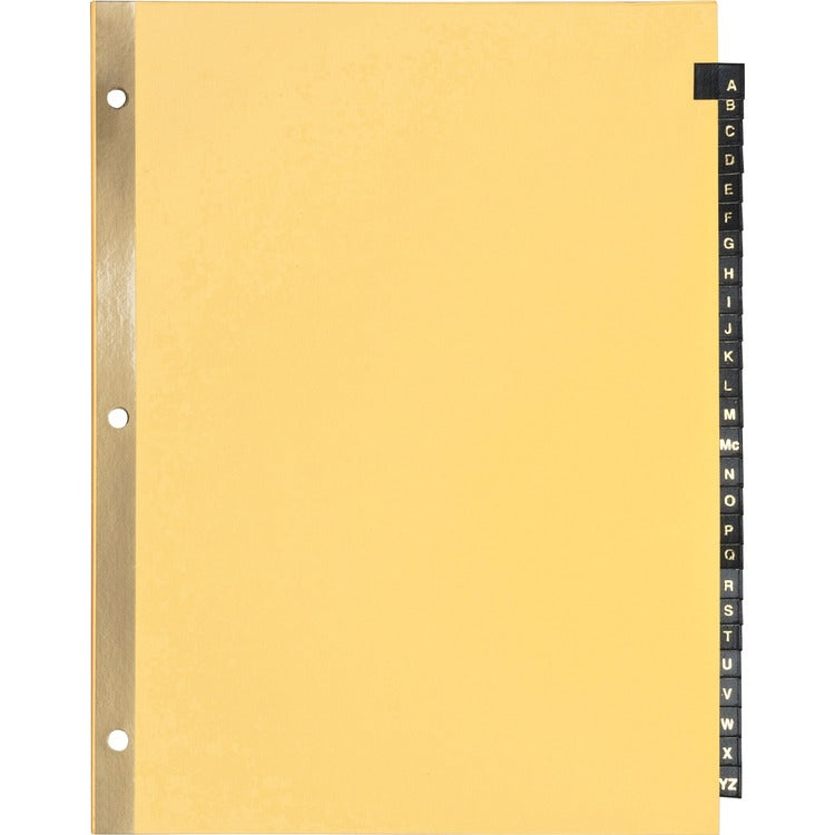 Business Source Black Leather Tab Indexes, A-Z, 8-1/2"x11", 26 Tabs, Buff (BSN01181) Set of 25