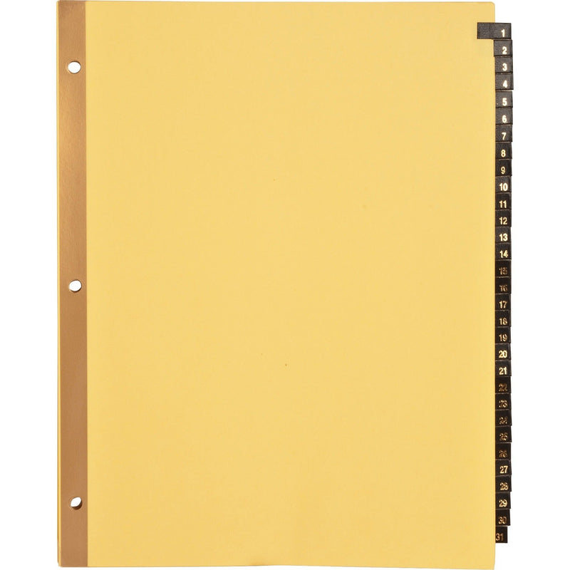 Business Source Tab Indexes,Printed 1-31,Black Lthr,31 Tabs,8-1/2"x11",Buff (BSN01182) 1 Set