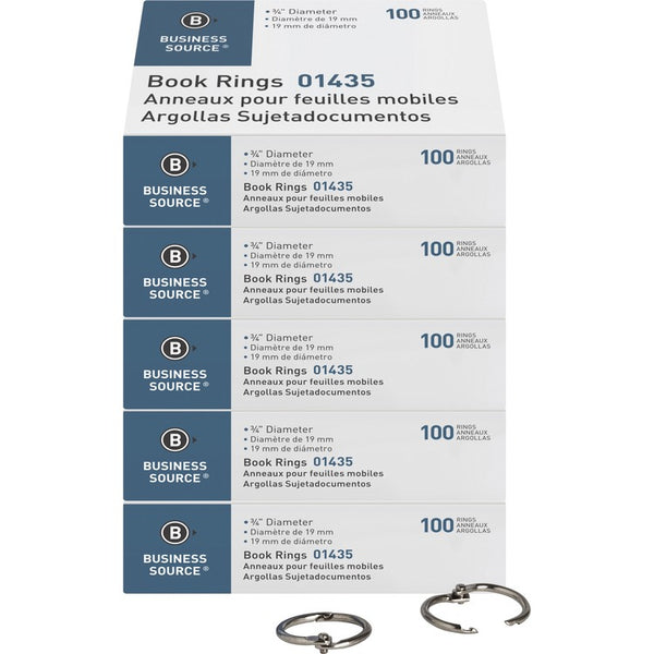 Business Source Book Rings, 3/4" Diameter, 500/BD, Silver (BSN01435BD) Pack of 500