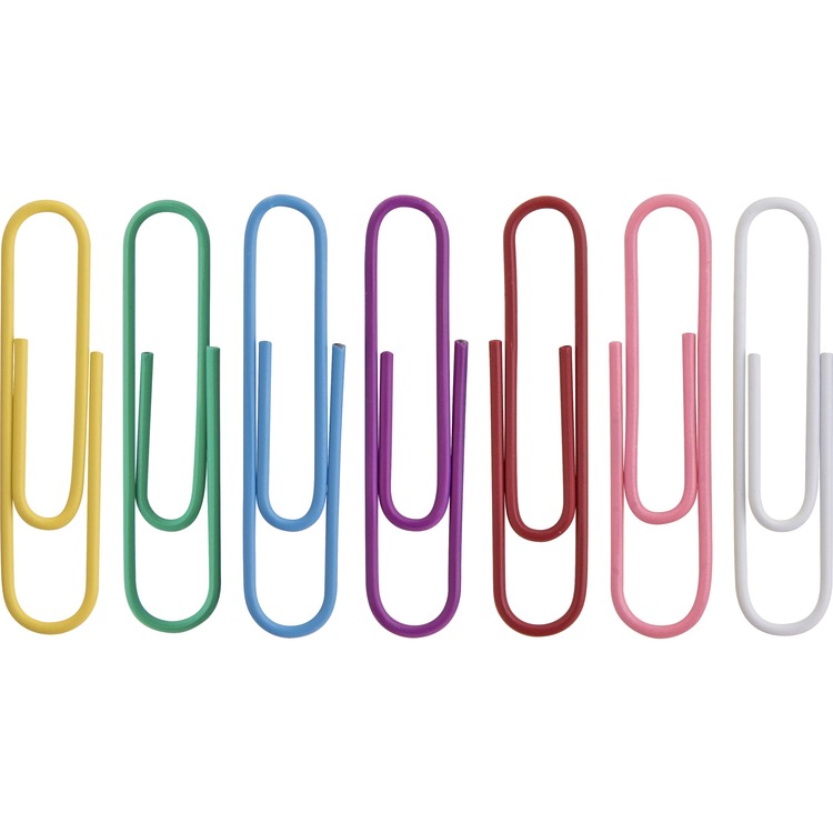 Business Source Paper Clips,.045 Gauge, Vinyl Coated, Jumbo, 250/Box, Multi (BSN01604) Box of 250