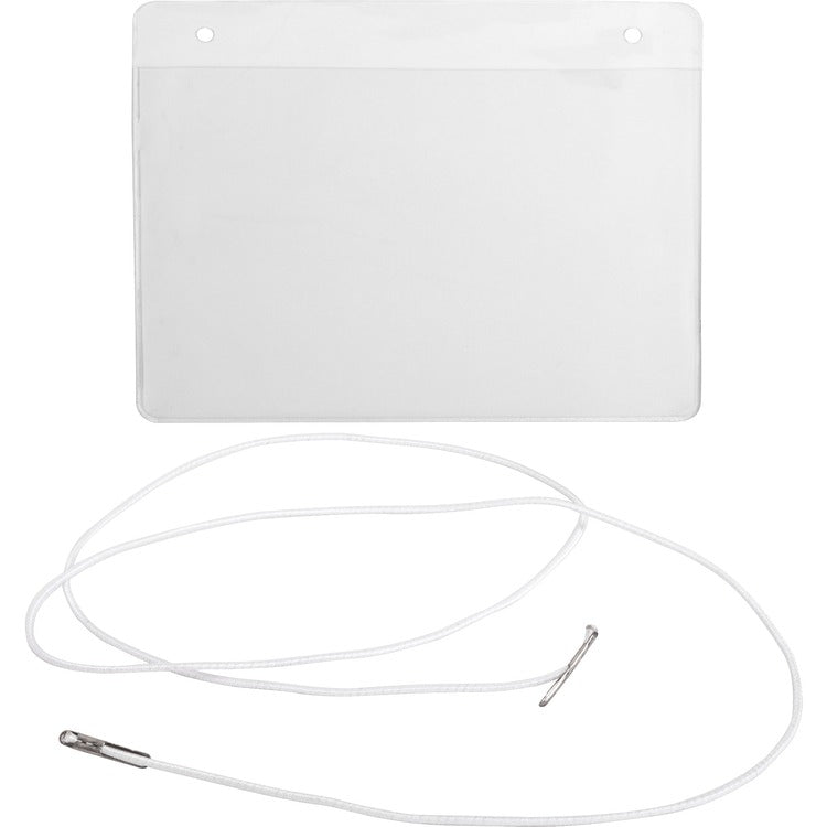 Business Source Name Badges, Hanging Cord, 4"x3", 50/BX, Plain White (BSN01615) Box of 50