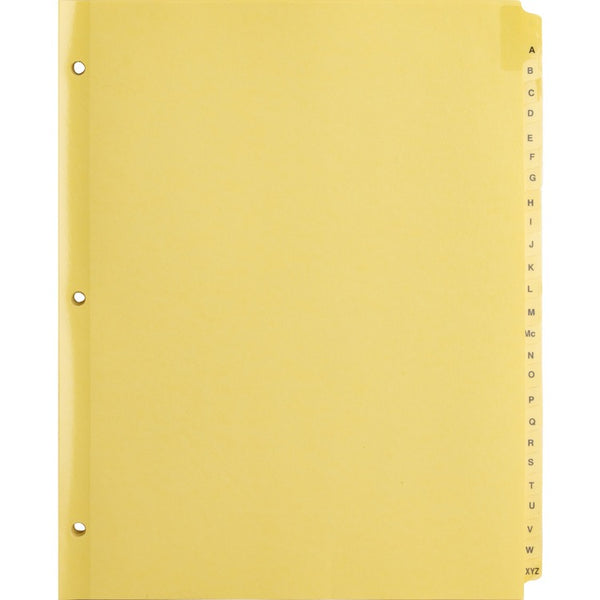 Business Source Indexes, Plastic Tabs, A-Z, 3HP, 8-1/2"x11", 25/ST, Buff (BSN01806) Set of 25