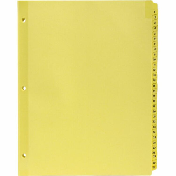 Business Source Indexes,Plastic Tabs,Printed 1-31,3HP,8-1/2"x11",31/ST,Buff (BSN01808) 1 Set