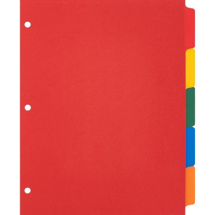Business Source Indexes, Poly, Plain Tab, 3HP, 8-1/2"x11", 5/ST, Multi (BSN01809) 1 Set
