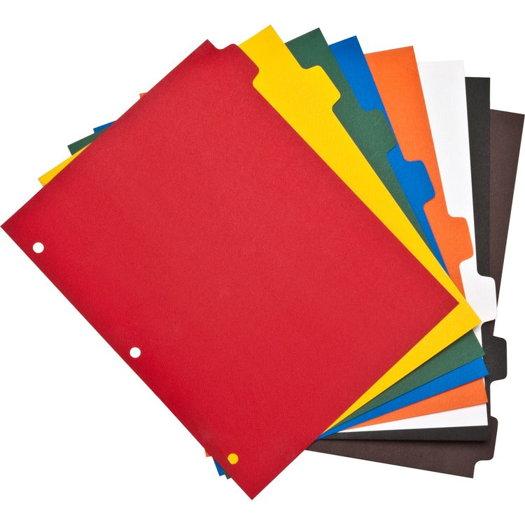 Business Source Indexes, Poly, Plain Tab, 3HP, 8-1/2"x11", 8/ST, Multi (BSN01810) 1 Set