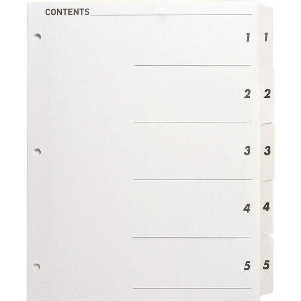 Business Source Index Dividers,w/TOC Page,1-5, 5 Tabs/ST,11"x8-1/2",White (BSN05852) 1 Set