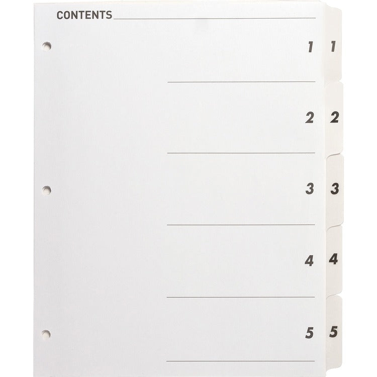 Business Source Index Dividers,w/TOC Page,1-5, 5 Tabs/ST,11"x8-1/2",White (BSN05852) 1 Set