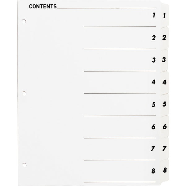 Business Source Index Dividers,w/TOC Page,1-8, 8 Tabs/ST,11"x8-1/2",White (BSN05853) 1 Set