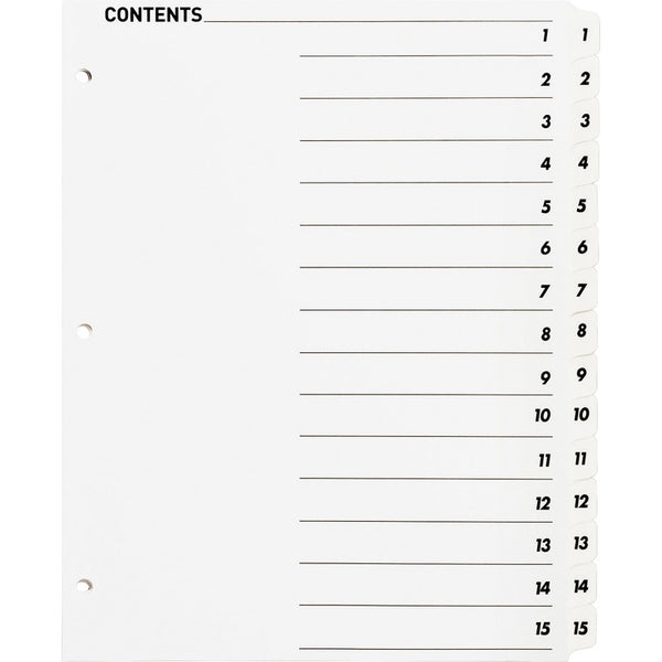 Business Source Index Dividers,w/TOC Page,1-15, 15 Tabs/ST,11"x8-1/2",White (BSN05857) 1 Set