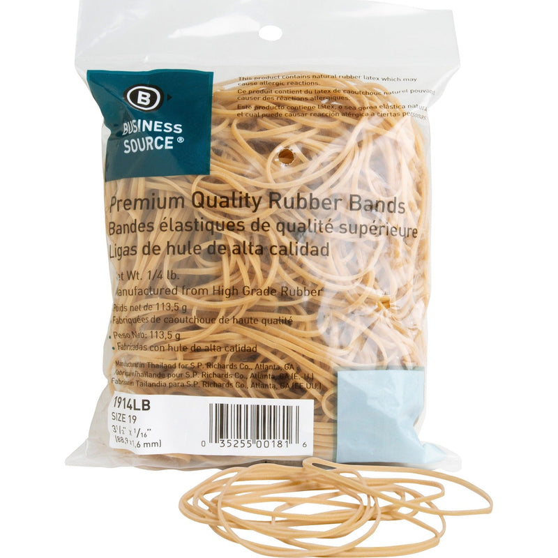 Business Source Rubber Bands, Approx. 425/BX,Size 19,3-1/2"x1/16", (BSN1914LB) Box of 425