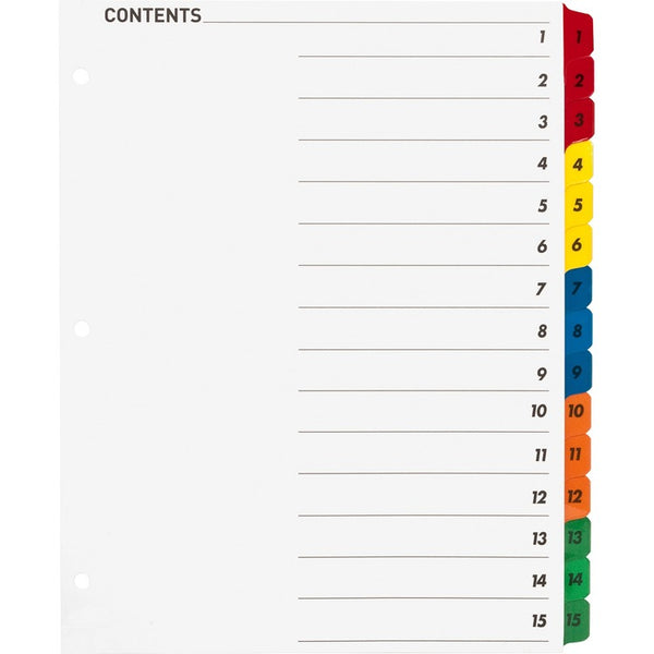 Business Source Index Dividers w/TOC Page, 1-15, 8-1/2"x11", 15 Tabs/ST, Multi (BSN21904) 1 Set