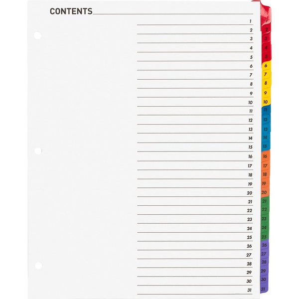 Business Source Index Dividers w/TOC Page, 1-31, 8-1/2"x11", 31 Tabs/ST, Multi (BSN21907) 1 Set