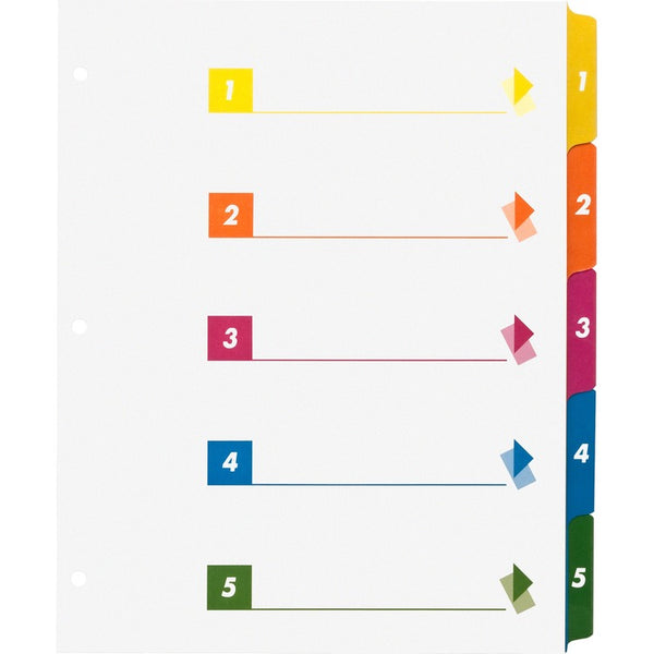 Business Source Index Dividers w/TOC, 1-5, 5 Tab, 24ST/BX,Multi (BSN21908) Box of 24