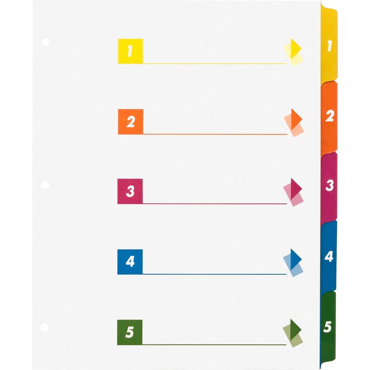 Business Source Index Dividers w/TOC, 1-5, 5 Tab, 24ST/BX,Multi (BSN21908) Box of 24