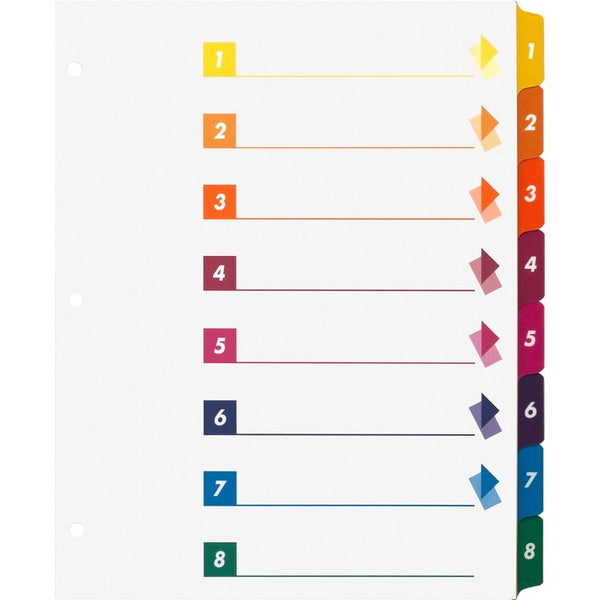 Business Source Index Dividers w/TOC, 1-8, 8 Tab, 24ST/BX, Multi (BSN21909) Box of 24