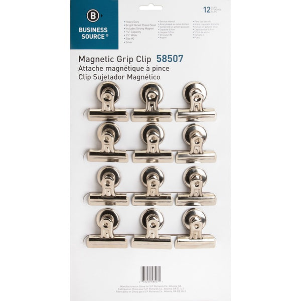 Business Source Magnetic Clips,Display Pack,Sz 2,2-1/4"W,1/2"Cap,12/BX (BSN58507) Box of 12