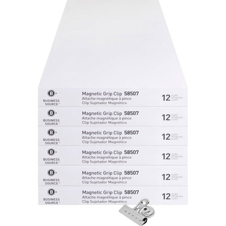 Business Source Magnetic Clips,Display Pack,Sz 2,2-1/4"W,1/2"Cap,72/BD (BSN58507BD) Box of 72