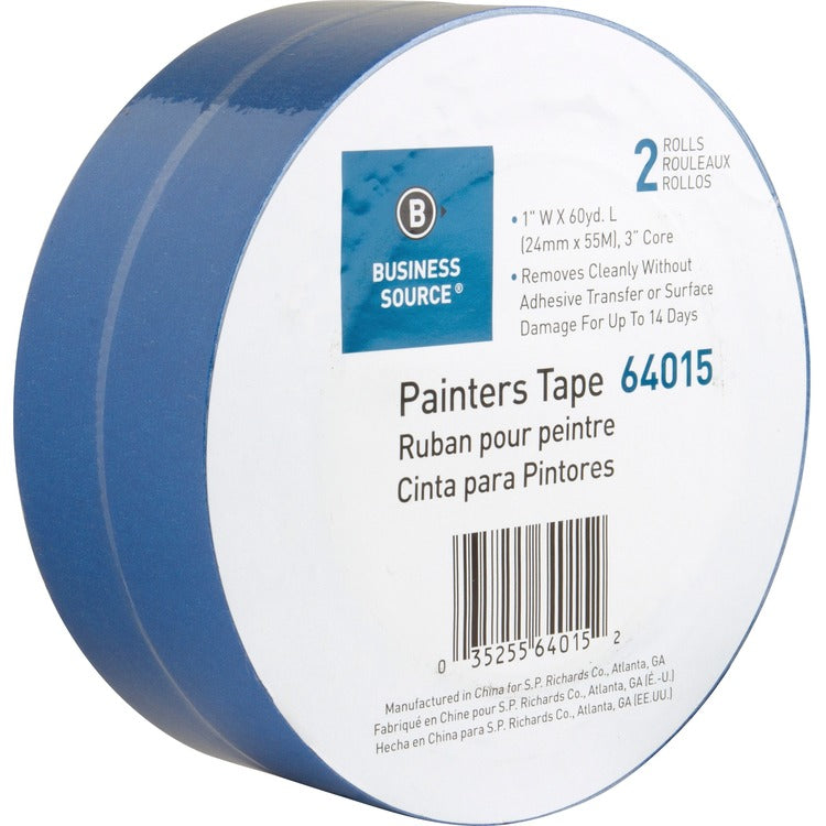 Business Source Painters Tape, Multisurface, 1"x60 Yards, 2 Roll/PK, Blue (BSN64015) Pack of 2