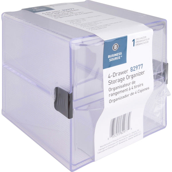 Business Source Storage Organizer, 4 Drawer, 6"x7-1/4"x6", Clear (BSN82977) Each