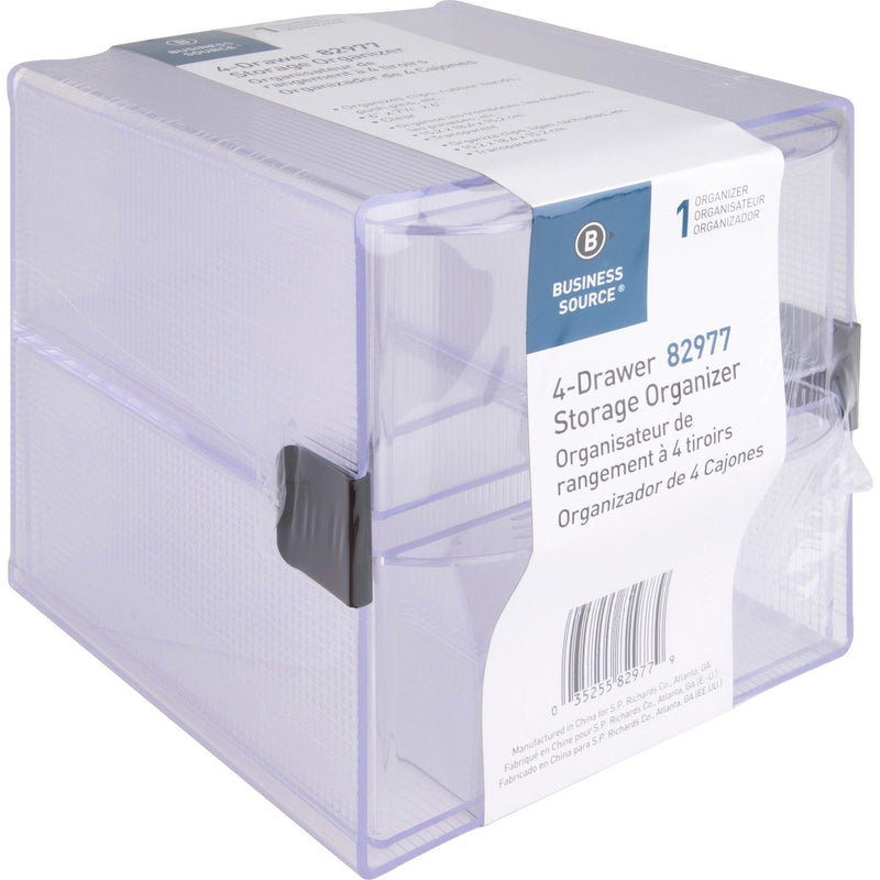 Business Source Storage Organizer, 4 Drawer, 6"x7-1/4"x6", Clear (BSN82977) Each