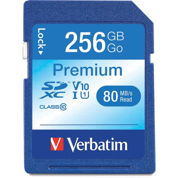 Verbatim Memory Card, SDXC, 256GB, USH-1 U1 Speed, BLue (VER99828)