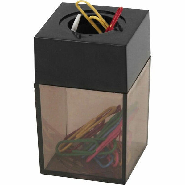Business Source Dispenser f/Paper Clips, Magnetic, 2"x3", Smoke/Black (BSN11796) Each