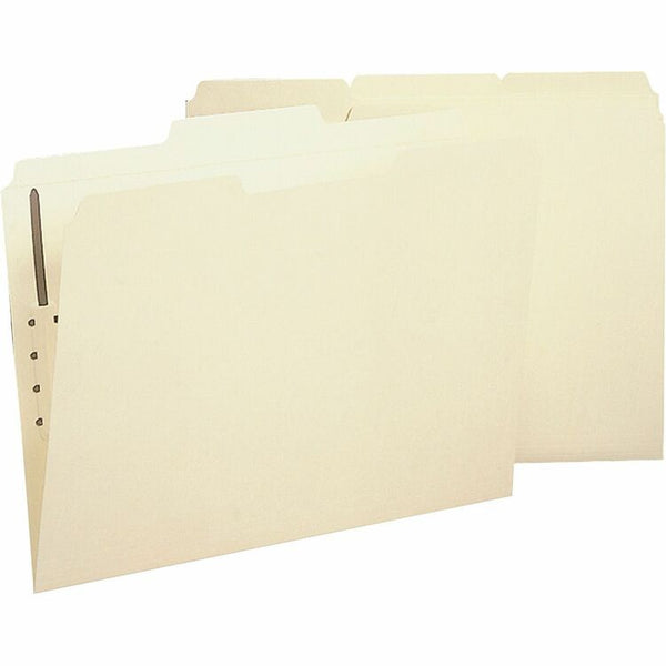 Business Source Fastener Folder, w/2-Ply Tab, 1 Fstnr, 1/3 Tab, Ltr, 50/BX, Manilla (BSN17212) Box of 50