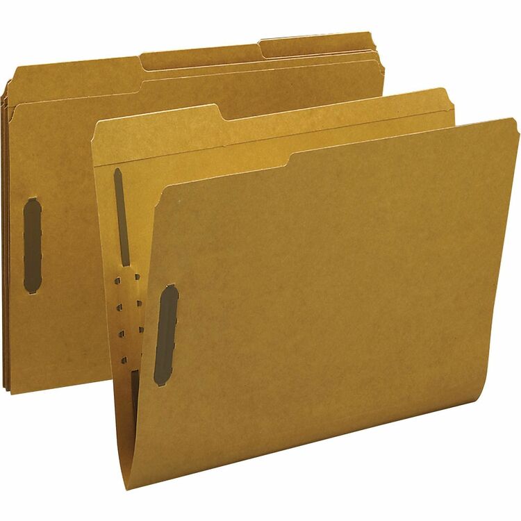 Business Source Fastener Folders, w/2-Ply Top 1/3 Cut Tab, Ltr, 50/BX, Kraft (BSN17214) Box of 50