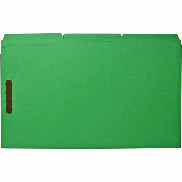 Business Source Fastener Folders, w/2-Ply Tab, 1/3 AST Tab, Lgl, 50/BX, Green (BSN17220) Box of 50