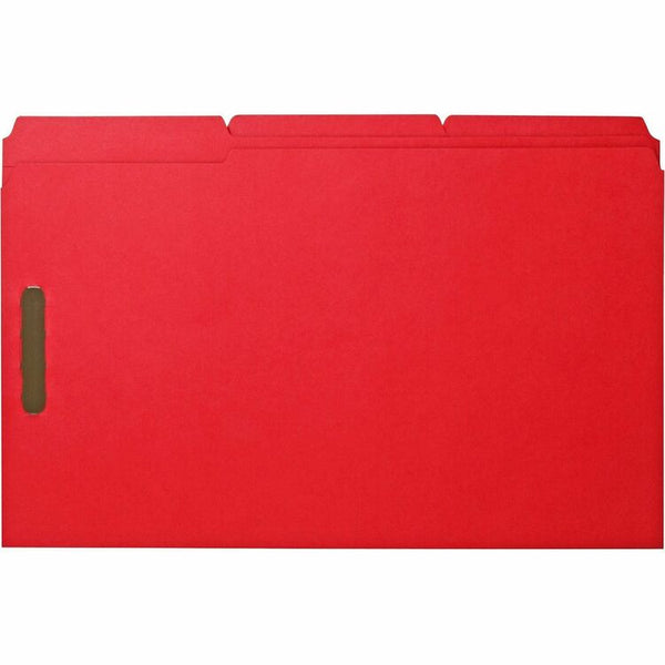 Business Source Fastener Folders, w/2-Ply Tab, 1/3 AST Tab, Lgl, 50/BX, Red (BSN17221) Box of 50