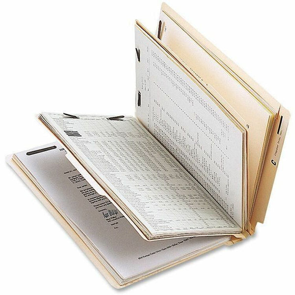 Business Source Classification Folders, w/Fasteners, 2 Dividers, Ltr, 10/BX, Manilla (BSN17254) Box of 10