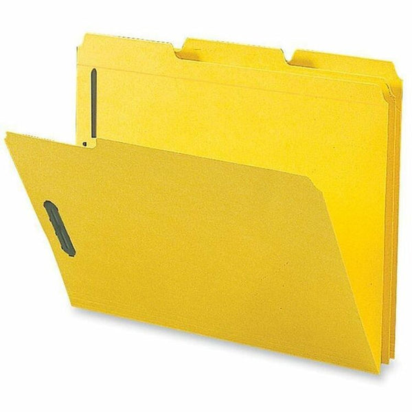 Business Source Fastener Folders, w/2-Ply Tab, 1/3 AST Tab, Ltr, 50/BX, Yellow (BSN17270) Box of 50
