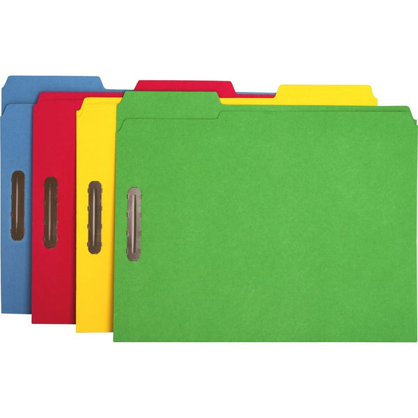 Business Source Fastener Folders, 1/3-Cut Tab, Letter-size, 50/BX, Assorted (BSN17571) Box of 50