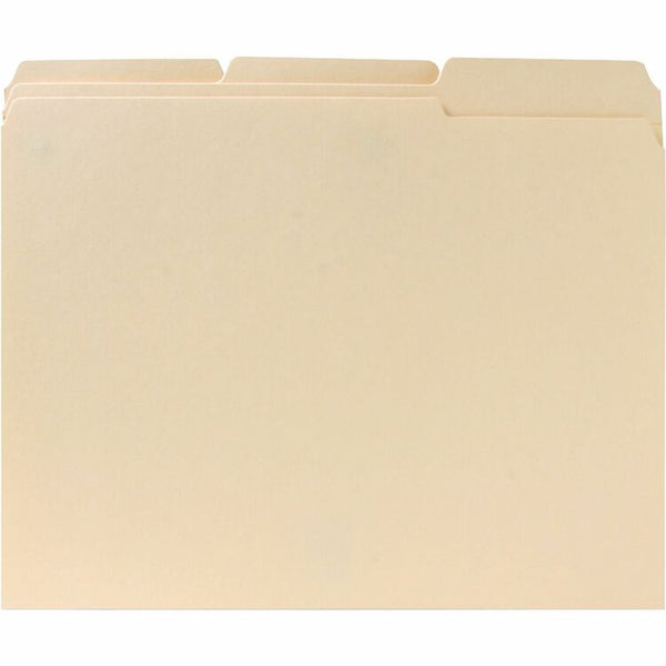 Business Source File Folders, 1/3 Cut Assorted Tab, 2-Ply, Ltr, 100/BX, Manilla (BSN211113) Box of 100