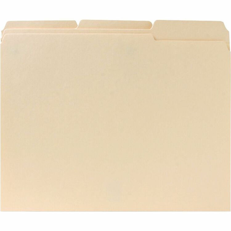 Business Source File Folders, 1/3 Cut Assorted Tab, 2-Ply, Ltr, 100/BX, Manilla (BSN211113) Box of 100
