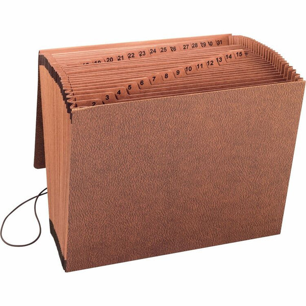 Business Source Accordion File,w/Flap,1-31,31 Pocket,Letter,12"x10",Brown (BSN23681) Each