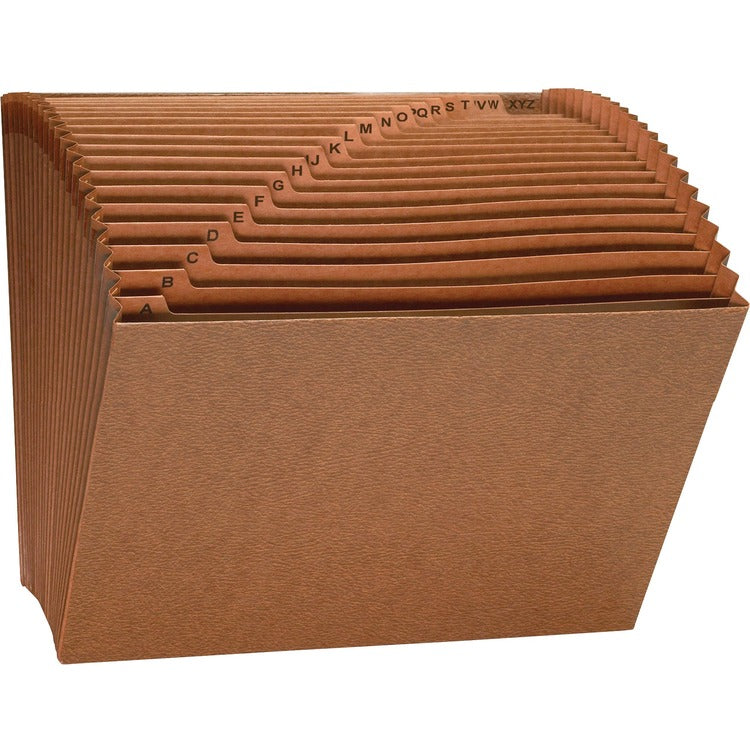 Business Source Accordion File, No Flap, 21 Pockets, A-Z, Letter, 12"x10", Brown (BSN26534) Each