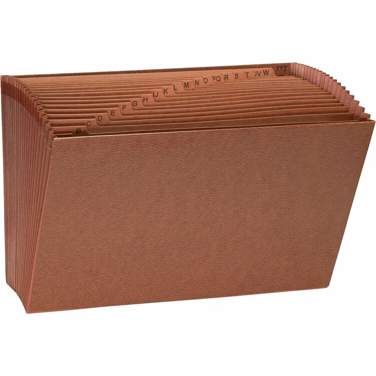 Business Source Accordion File, No Flap, 21 Pockets, A-Z, Legal, 15"x10", Brown (BSN26537) Each