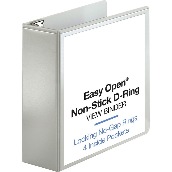 Business Source View Binder, Locking D-Ring, 4" Capacity, Letter, White (BSN26963) Each