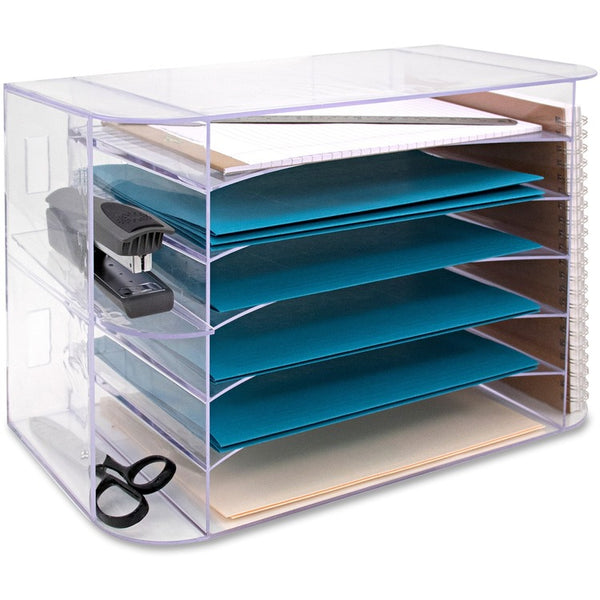 Business Source Desk Sorter w/6 Letter Trays, 18-1/8"x10"x12-1/4", Clear (BSN86880) Each