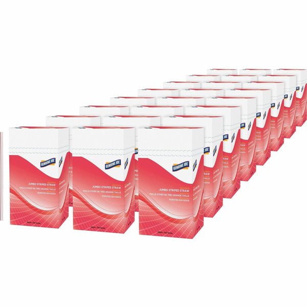 Genuine Joe Straws, Jumbo, Striped, 7-3/4"L, 12,000/CT, Red/White (GJO58944CT) Case of 12000