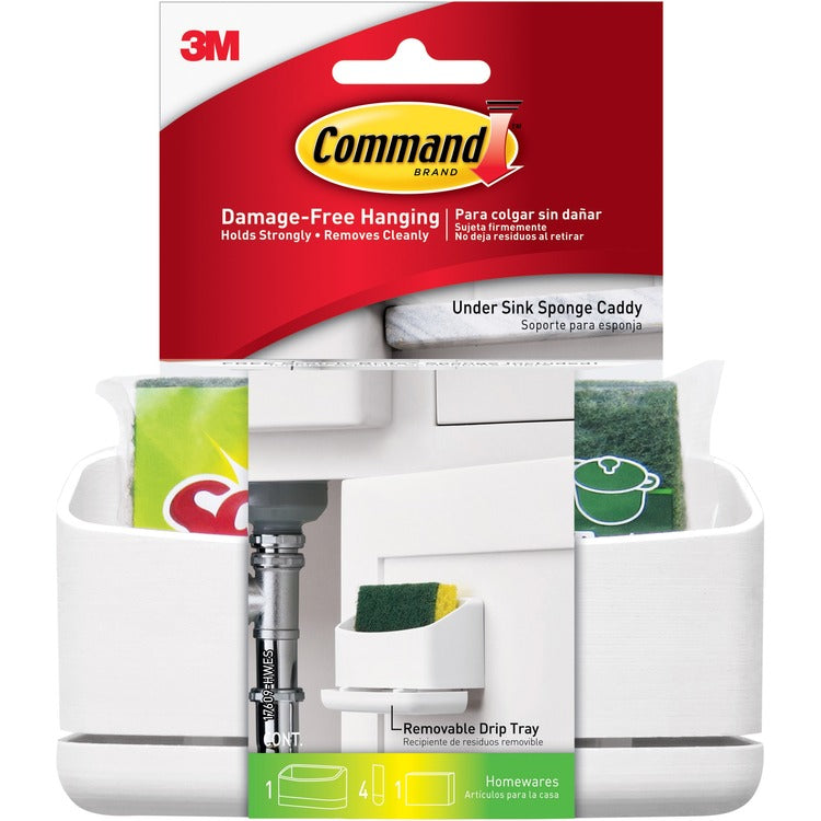 Command Caddy, w/Tray/Sponge, 7.5 lb Cap, 12"x7-3/4"x9-3/8", White (MMM17609HWES)