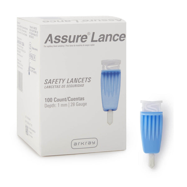 Assure® Safety Lancet 28 Gauge Protective Safety Cap Push Button Activation Finger (689752_CS) 4800/CS