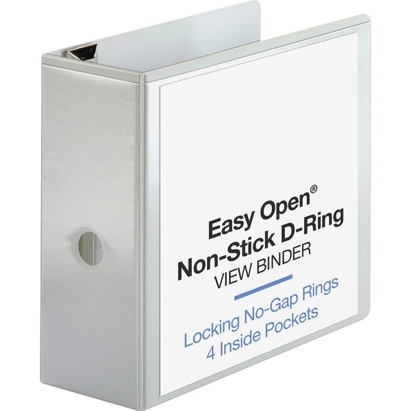 Business Source View Binder, Locking D-Ring, 5" Capacity, Letter, White (BSN26965) Each