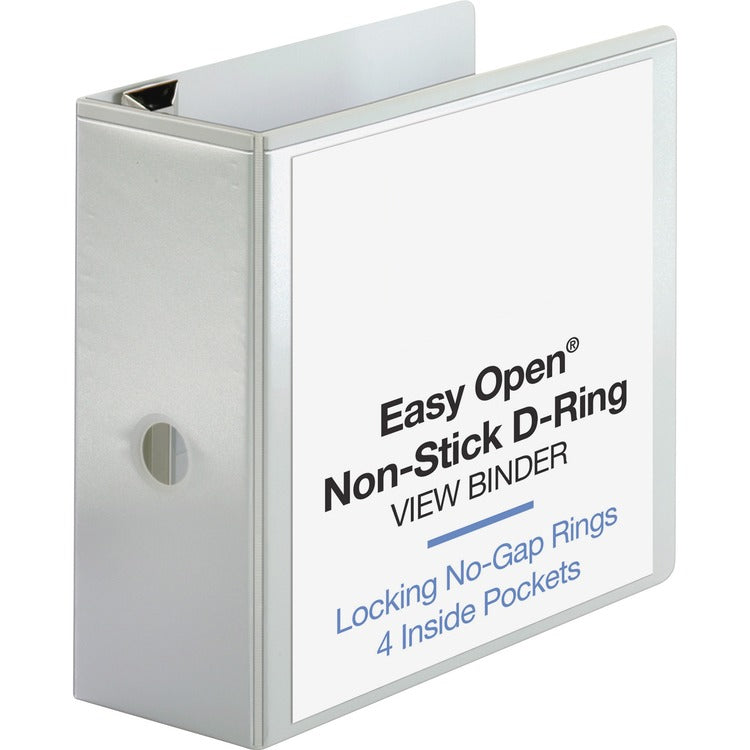 Business Source View Binder, Locking D-Ring, 5" Capacity, Letter, White (BSN26965) Each