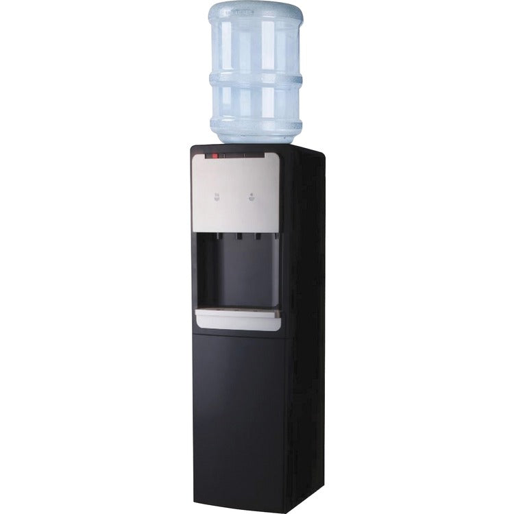 Genuine Joe Water Cooler, Hot/Cold, 13-2/5"Wx12-1/4"Lx38"H, Black/Silver (GJO22554)