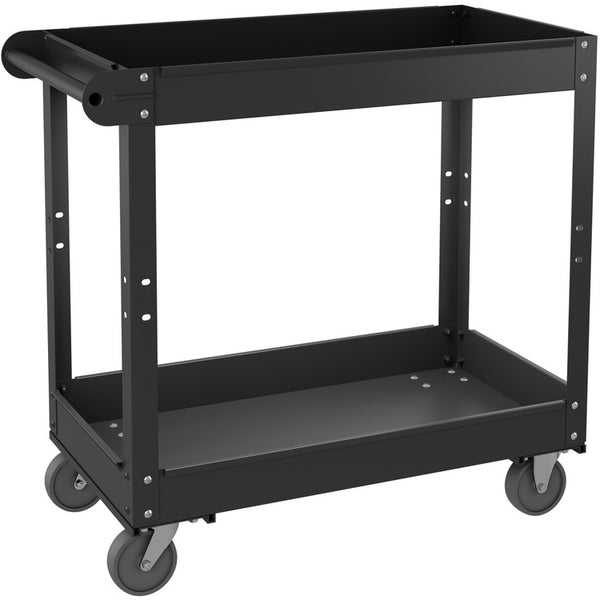 Lorell Utility Cart, 2-Shelf, 16"Wx30"Lx32"H, Black (LLR59689)
