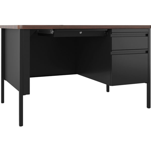 Lorell Desk, Right-Pedestal, 48"x30"x29-1/2", Walnut/Black (LLR66939)